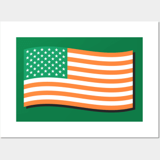 St. Patrick's Day America Stars & Stripes Flag Posters and Art